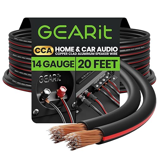 GEARit 14AWG Speaker Wire, Pro Series 14 Gauge Speaker Wire Cable Great Use by GEARit