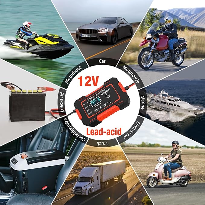 Car Battery Charger, 12V 6A Smart Battery Trickle Charger Automotive Battery - Image 5