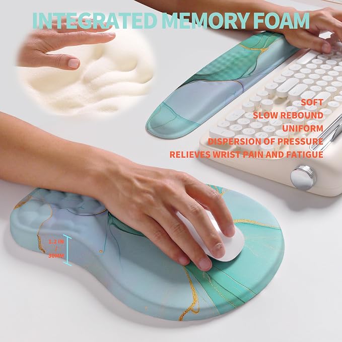 2-in-1 Ergonomic Set, Wave Rise Keyboard Wrist Rest and Massage Bulge Slope - Image 4