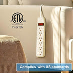 6-Outlet Surge Protector 2pk – 250 Joules, 2ft Cord, 1875W Max – Right Angle - Image 6