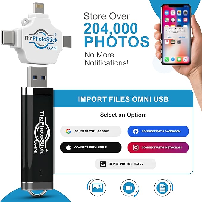 ThePhotoStick® Omni 128GB USB Flash Drive & Memory Stick – Automatic Photo & - Image 4