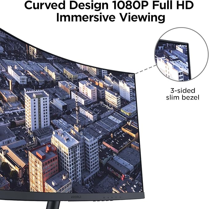 KOORUI 27 Inch Curved Monitor FHD 1080P 75Hz Computer Monitors PC Screen - Image 6
