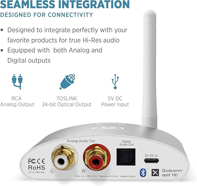 Auris Blume HD Long Range Bluetooth 5.3 Music Receiver Hi-Fi Audio Adapter - Image 7