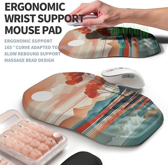 2-in-1 Ergonomic Set, Wave Keyboard Wrist Rest and Massage Slope Mouse Pad - Image 3