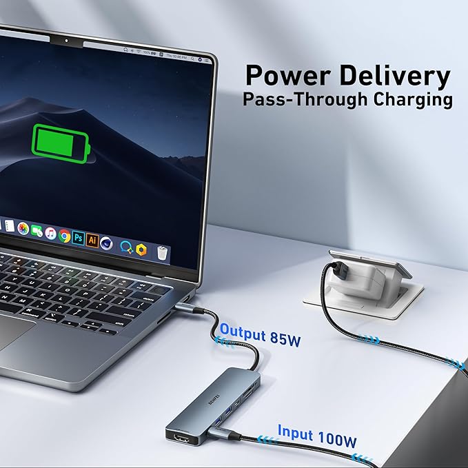 BENFEI 7-in-1 USB C Hub with HDMI, 2 USB-A, 1 USB-C Data, 100W Charge, SD/TF - Image 4