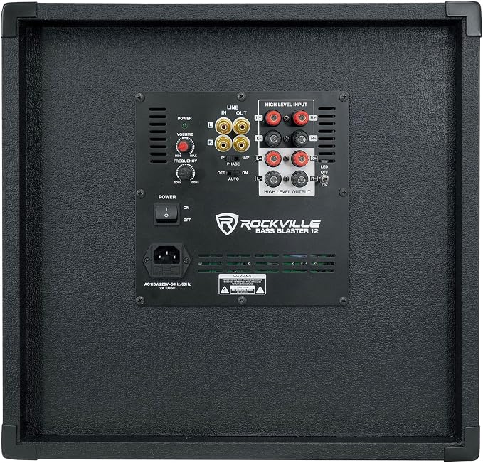 Rockville BASS Blaster 12 800W Powered Home Audio Subwoofer, Adjustable - Image 5