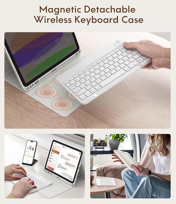 CHESONA Keyboard Case for iPad 11th/10th Generation, Detachable Wireless - Image 4