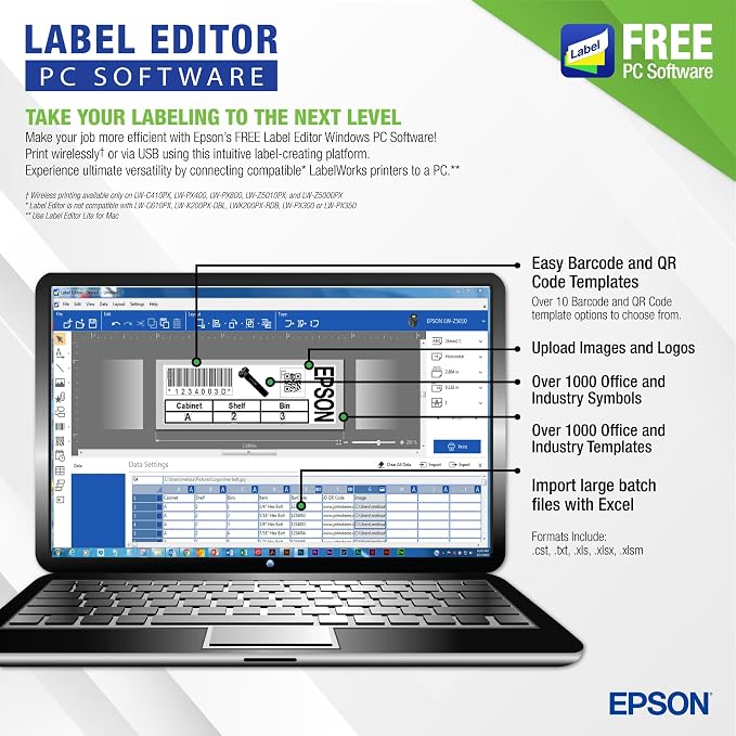 LABELWORKS Epson LW-PX800 Industrial Wireless Label Maker - Image 3