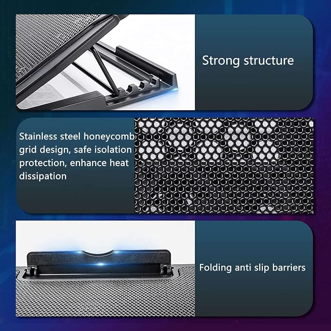 Adjustable Laptop Stand with 6 Quiet Cooling Fans, Upgraded Laptop Cooler - Image 6