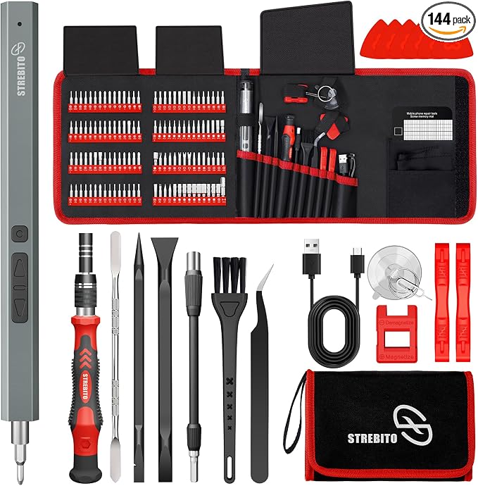 STREBITO Electric Screwdriver, 144-in-1 Precision Screwdriver Set, 120 Magnetic by STREBITO