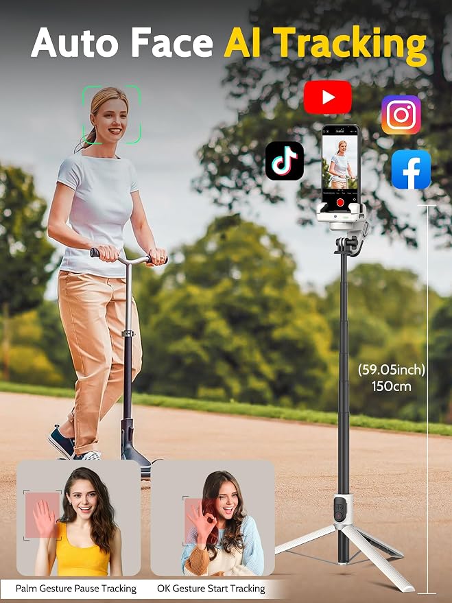 Auto Face Tracking Tripod 360 Rotation w/Stand - Image 3