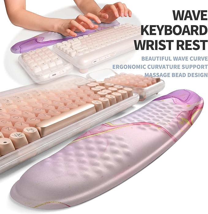 2-in-1 Ergonomic Set, Wave Keyboard Wrist Rest and Massage Slope Mouse Pad - Image 2