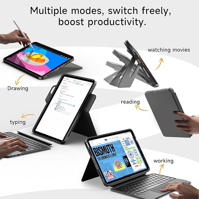 HOU iPad Air 11 Case with Keyboard Detachable Rotatable Magnetic Full - Image 3