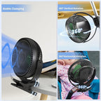 Clip on Fan, Rechargeable Portable Fan, 8 Inch Small Desk Fan - 10000mAh - Image 5