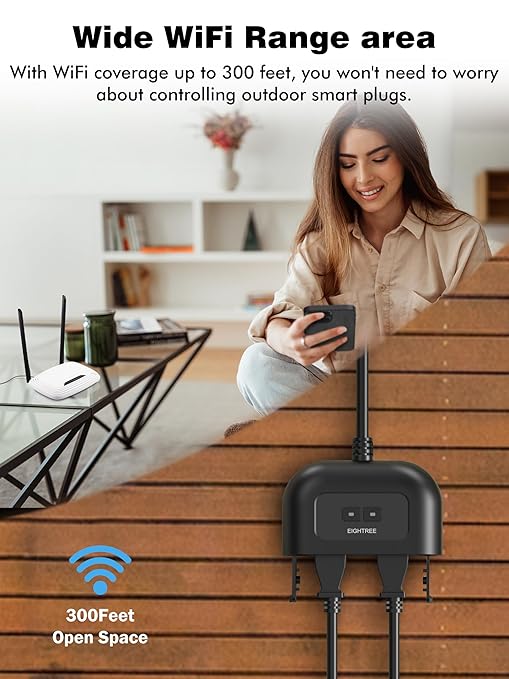 EIGHTREE Outdoor Smart Plug Waterproof IP44, Smart Outlet Plug - Image 4