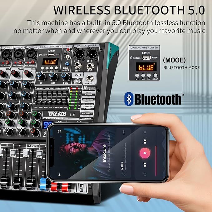 8 Channel Streaming Audio Mixer, Sound Board Mixing Console - Image 2