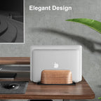 UPERGO Vertical Laptop Stand, Dual Slot Wooden Laptop Holder Vertical - Image 4