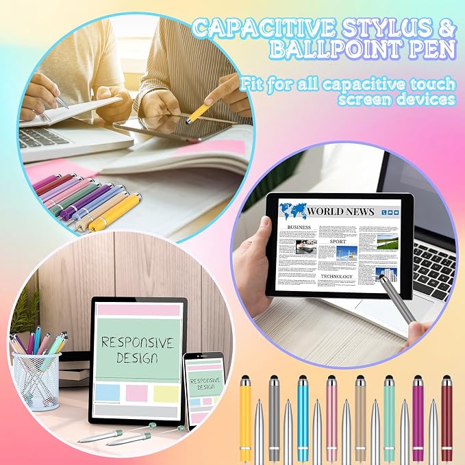 Qilery 30 Pcs Beaded Pens with Stylus Tips Plastic Beaded DIY Stylus 2-in-1 - Image 3