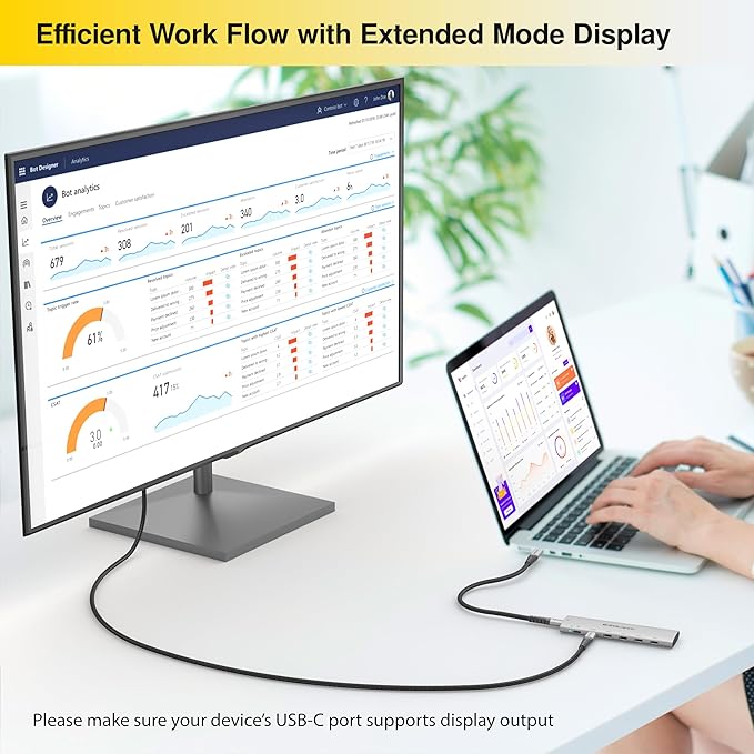 EZQuest USB-C Slim Gen 2 Hub Adapter 6-in-1 1 USB-C 4K/60Hz Video, 4 USB-C Gen - Image 9