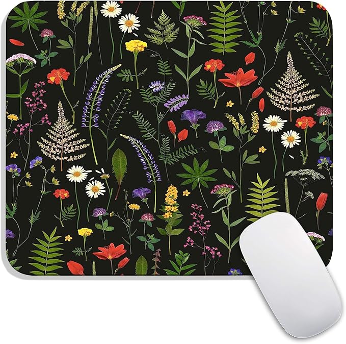 Square Mouse Pad Flowers, Personalized Premium-Textured Custom Mouse Mat Design by Armanza