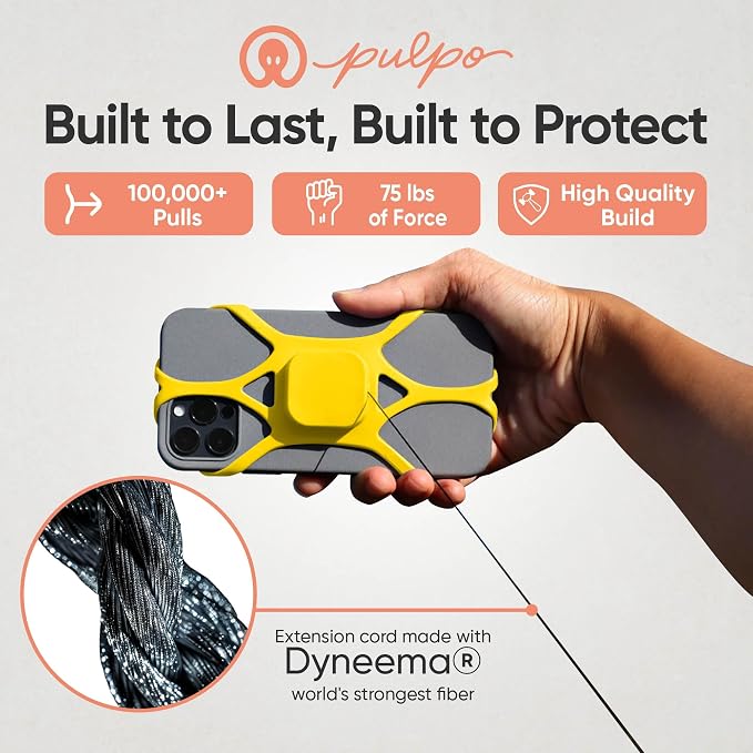 Pulpo Phone Leash Lightning Yellow Fits Smartphones Up to 6.8"-Retractable Anti - Image 4