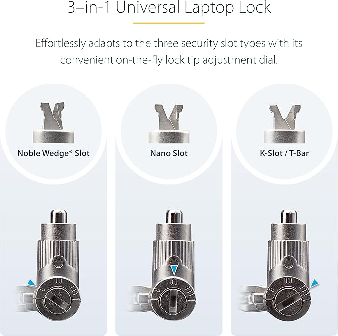 StarTech.com 25-Pack Universal Laptop Lock 6.6ft, Keyed Alike Security Cable - Image 10