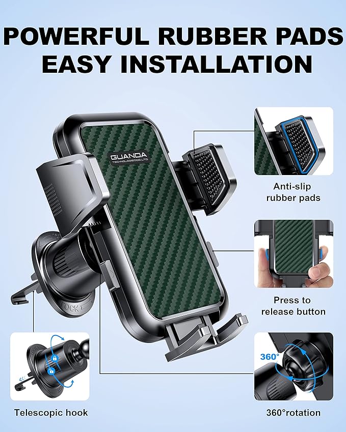 Car Vent Phone Mount, Adjustable 360 Rotation Vent Clip Car Phone Holder Mount - Image 6