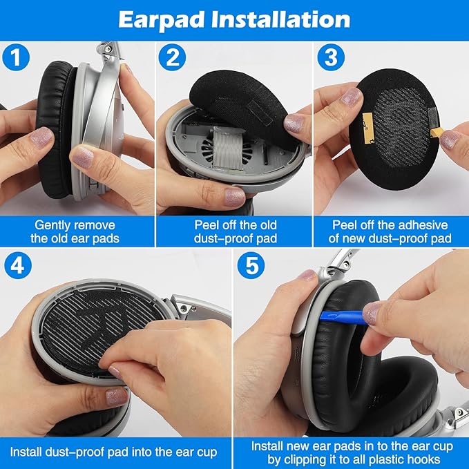 Ear Pads for Bose QuietComfort 35 ii, Premium Softer Leather Replacement Pads - Image 6