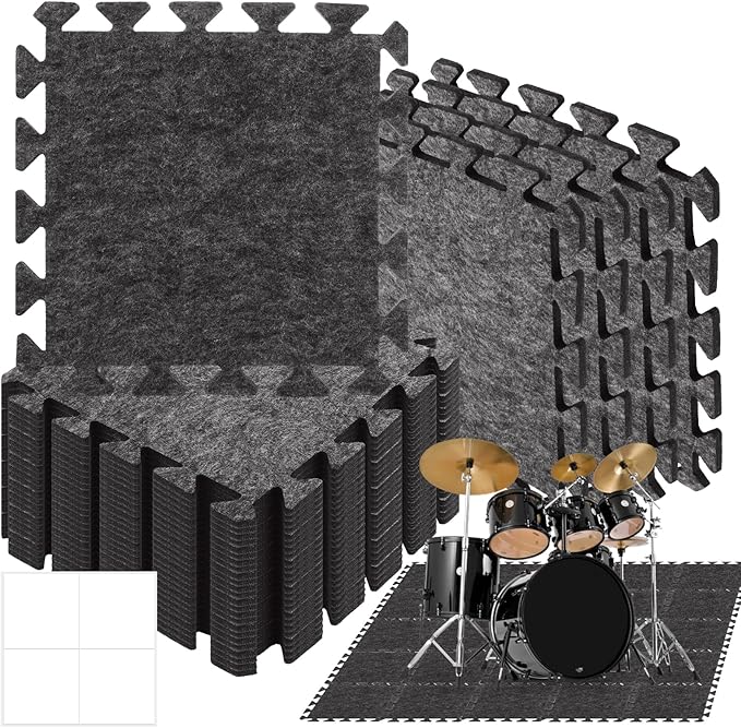 16 Pcs Sound Absorbing Interlocking Floor Mats, Non-Slip Anti Vibration by SHUESS