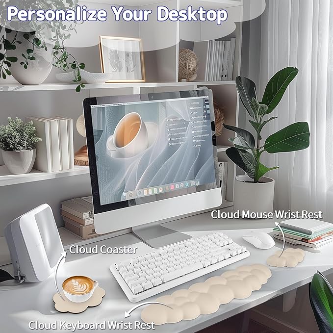 Cloud Wrist Rest Keyboard, Cloud Keyboard Wrist Pad Set - Image 2