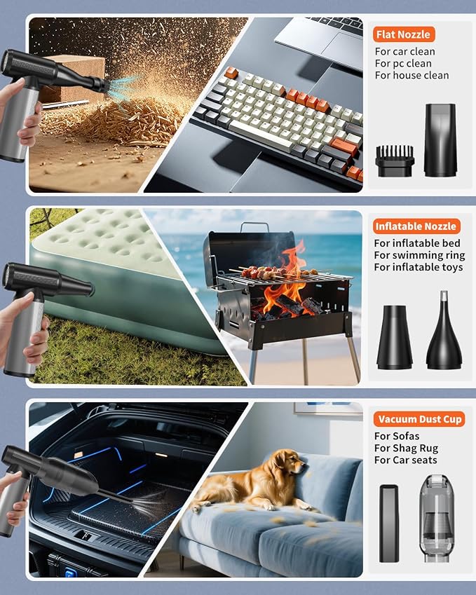 BOBYE Electric Compressed Air Duster & Keyboard Cleaner, 2-in-1 Blower & Vacuum - Image 8