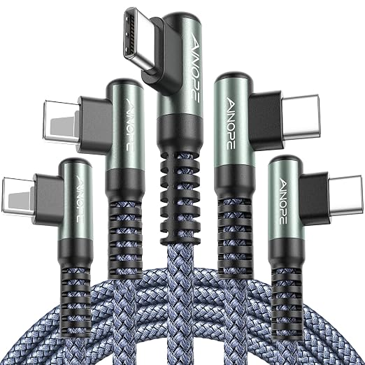 AINOPE USB to USB C Cable 3.1A Type C Charger Fast Charging, Right Angle USB to by AINOPE10yearsforphoneaccessories