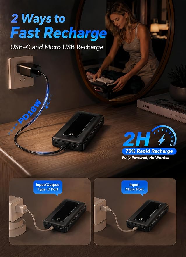 Portable Charger Power Bank 50000mAh, 22.5W PD Fast Charging Battery Pack - Image 9