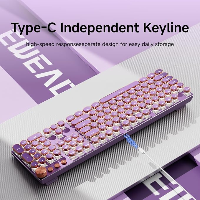 EWEADN Typewriter Style Mechanical Gaming Keyboard, Wired Mechanical Keyboards - Image 3