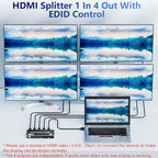 HDMI 2.0 Splitter 1 in 4 Out, LUKFOCAB 1x4 HDMI Splitter 4K@60Hz 8:8:8 HDR - Image 2