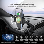 Car Phone Holder &15W Wireless Fast Charger, Auto-Clamp Qi Charging Mount - Image 9