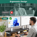 Dual Monitor Stand Riser, 41.5'' Extra Long Wood Monitor Stand Desktop Organizer - Image 5