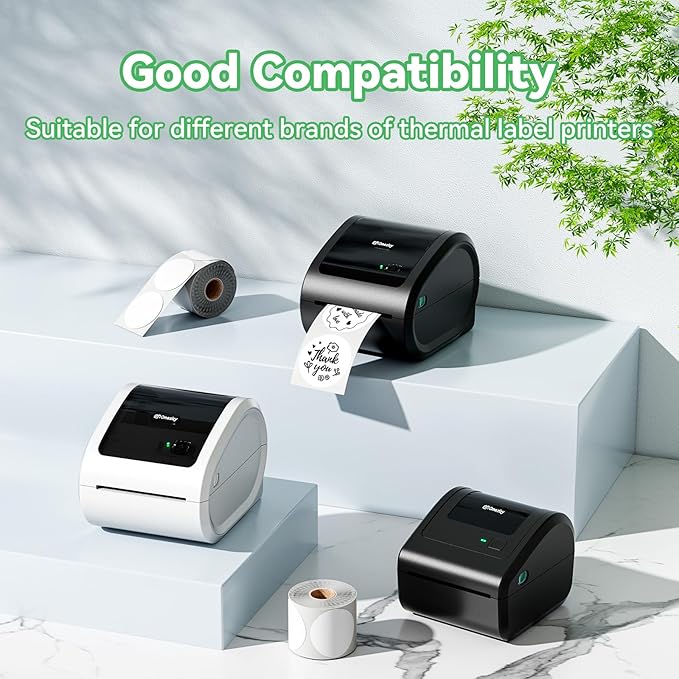 2'' White Round Thermal Labels, Name/Price Tag, QR Code, 750 Labels/Roll - Image 3