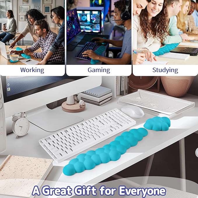 Cloud Wrist Rest for Keyboard and Mouse, Memory Foam PU Leather Keyboard Wrist - Image 5