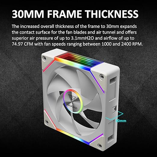 GAMDIAS AEOLUS P2-1203 120mm ARGB PWM Fan, Include Reverse Fan Blade x3 & - Image 7