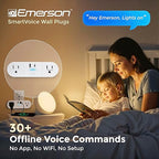 Emerson SmartVoice 4-in-1 Wall Plug, Voice Control Smart Outlet w/ 2 AC - Image 2