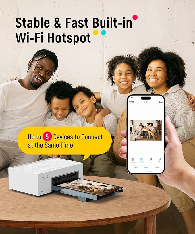 Liene 4x6'' Photo Printer, Wi-Fi Picture Printer, 20 Sheets, Full-Color Photo - Image 2