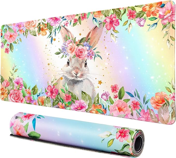 Lokigo Cute Rabbit Desk Pad, Gaming Mouse Pad 31.5"x15.7", Waterproof Big Mouse by Lokigo