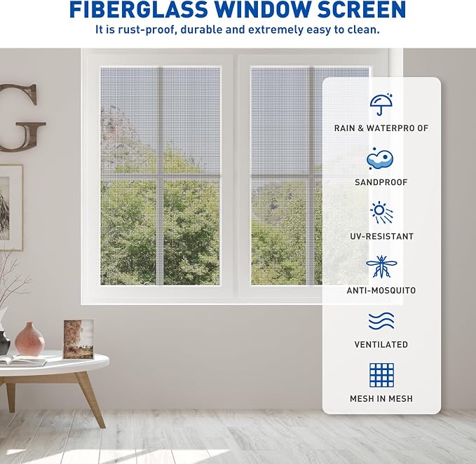 MAGZO Window Screen Replacement Mesh Roll, 37.4in × 16.4ft Upgraded Dual - Image 7