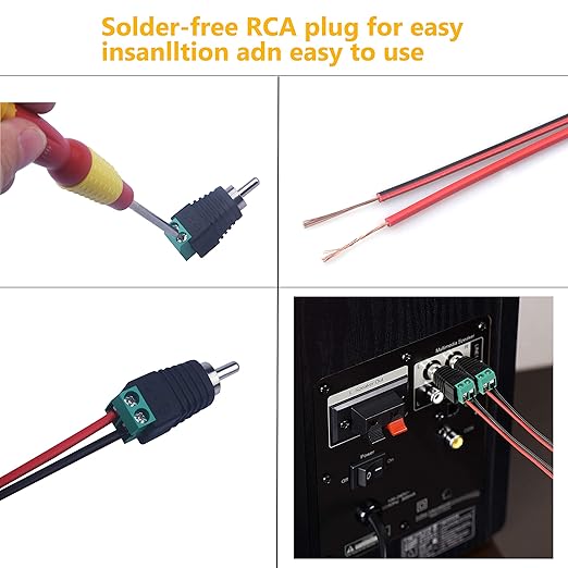 RCA Plugs for Speaker Wire, RCA to AV Screw Terminal Connector, Phono RCA Male - Image 6