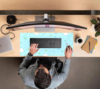 Kawaii Pastel Blue Star Grid Desk Pad, Large Gaming Mousepad & Keyboard Mat - Image 5