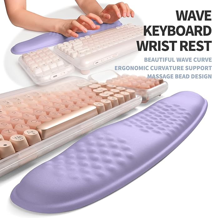 2-in-1 Ergonomic Set, Wave Keyboard Wrist Rest and Massage Slope Mouse Pad - Image 2