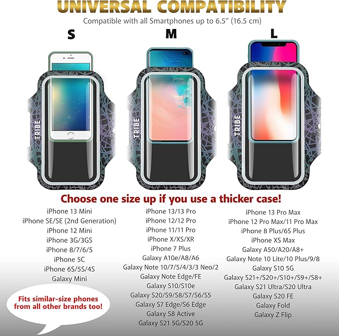 TRIBE Water Resistant Cell Phone Armband Case Running Holder - Image 5
