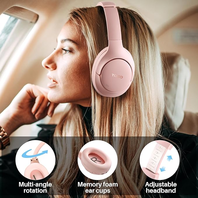TOZO HT2 Hybrid Active Noise Cancelling Headphones, Wireless Over Ear Bluetooth - Image 7