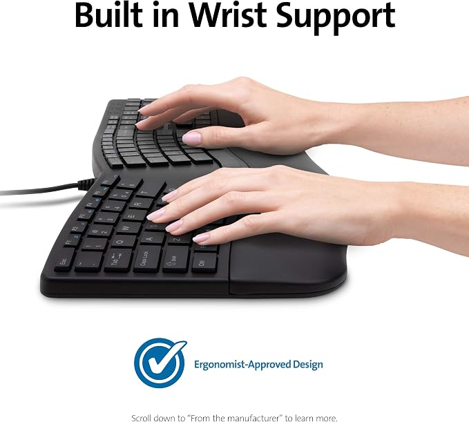 Kensington Pro Fit Ergonomic Wired Keyboard- Black - Image 4